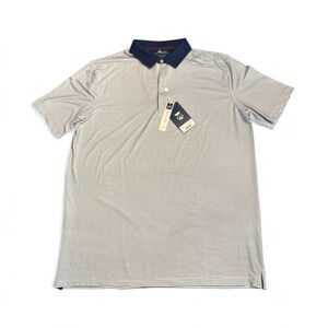 Boston Scott Golf Men’s Stretch Golf Polo Shirt navy stripe UPF50 Size XXL NWT